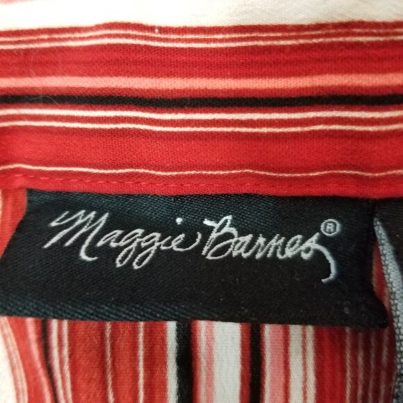 Maggie Barnes Women's Career Blouse Button Up Shirt Red Striped Size 5X - Picture 3 of 7